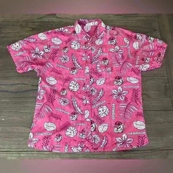 Wes and Will Red Georgia Bulldogs Vintage Floral Button Up Shirt Mens size XL - Picture 1 of 5